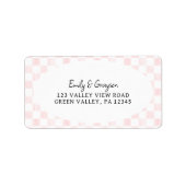 Painted Pink Checkerboard Pattern Return Address ラベル (正面)
