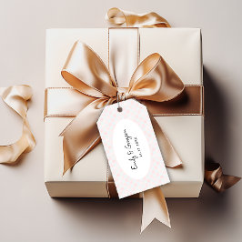 Painted Pink Checkerboard Pattern Wedding ギフトタグ