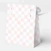 Painted Pink Checkerboard Pattern Wedding フェイバーボックス (裏面サイド)