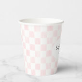 Painted Pink Checkerboard Pattern Wedding 紙コップ (右)