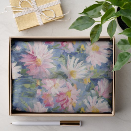 Painted Pink Daises Decoupage 薄葉紙 (ギフト)