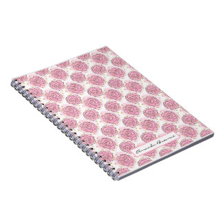 Painted pink roses and gold glitter notebook ノートブック