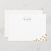 Painted Puppy Paw Prints Watercolor Custom Name ノートカード (正面/裏面)