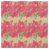 Painted Red and Green Poinsettia Christmas Design ファブリック (見本)