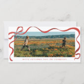 Painted Red Ribbon Long Landscape Holiday Photo (正面)