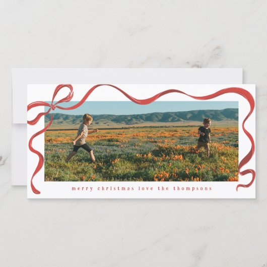 Painted Red Ribbon Long Landscape Holiday Photo (正面)