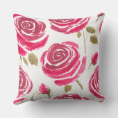 painted red roses pattern クッション (裏面)