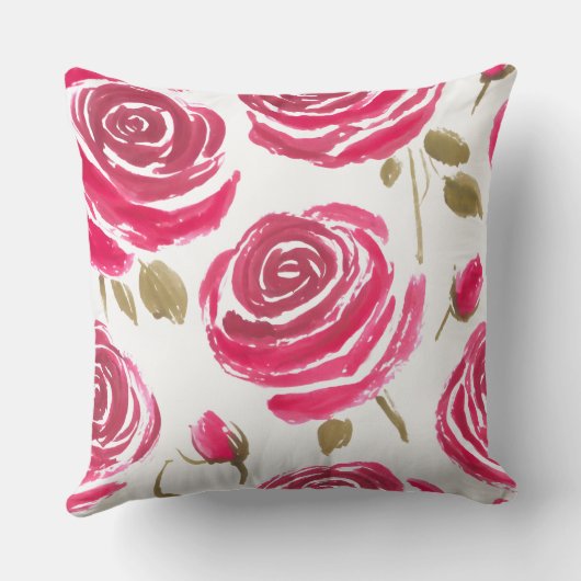 painted red roses pattern クッション (裏面)