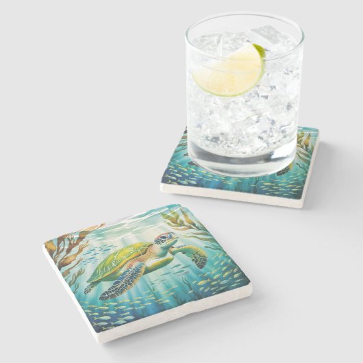 Painted Turtle ストーンコースター (横)