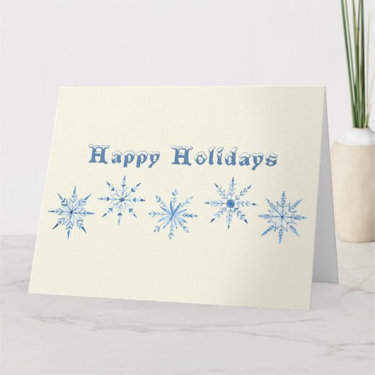 Painted watercolor snowflakes holiday greetings カード (正面)