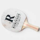 Painted White Wood Family Name & Initial 卓球ラケット (横)