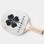 Painted White Wood Four Leaf Clover with Name 卓球ラケット (横)