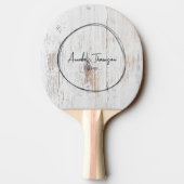 Painted White Wood Name in Drawn Circle  卓球ラケット (裏面)