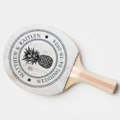 Painted White Wood Pineapple Wedding Crest & Names 卓球ラケット (横)