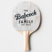 Painted White Wood Retro Family Name & Year 卓球ラケット (裏面)