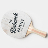 Painted White Wood Retro Family Name & Year 卓球ラケット (横)