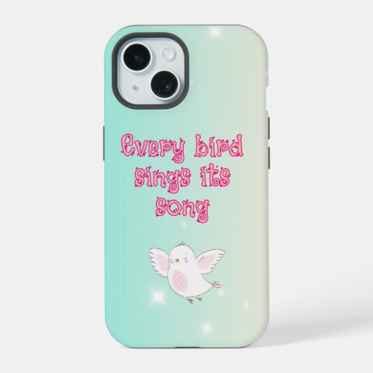 Painted woman and a bird phone case iPhone 15ケース (裏面)