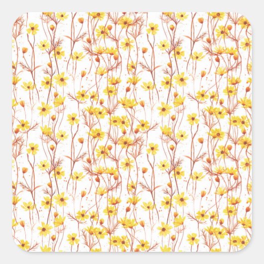 Painted Yellow Daisies スクエアシール (正面)