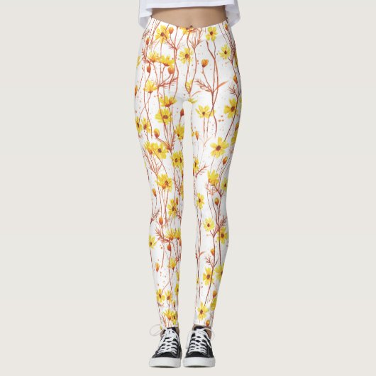 Painted Yellow Daisies レギンス (正面)
