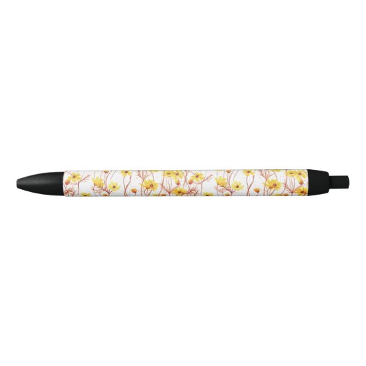 Painted Yellow Daisies 黒ボールペン (正面)