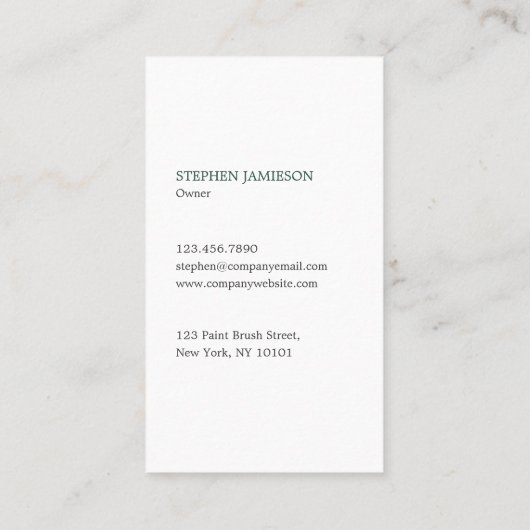 Painter & Decorator Dark Green and White 名刺 (裏面)