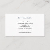 Painter & Decorator Painting Services Blue White 名刺 (裏面)