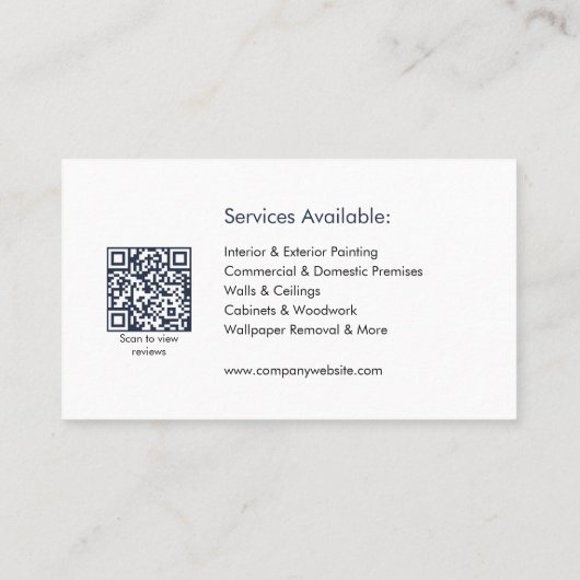 Painter & Decorator Services QR Code Blue White 名刺 (裏面)