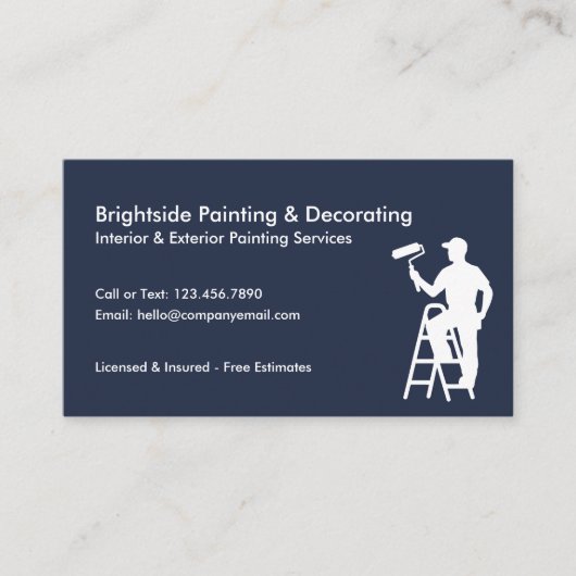 Painter & Decorator Services QR Code Blue White 名刺 (正面)