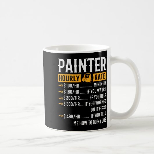 Painter Hourly Rate Funny Painter  コーヒーマグカップ (右)