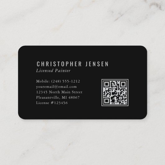 Painter QR Code Black Silver Rounded Painting 名刺 (裏面)