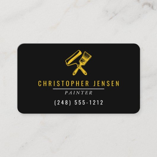 Painter QR Code Black Yellow Rounded Painting 名刺 (正面)