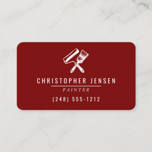 Painter QR Code Burgundy Red Rounded Painting 名刺 (正面)