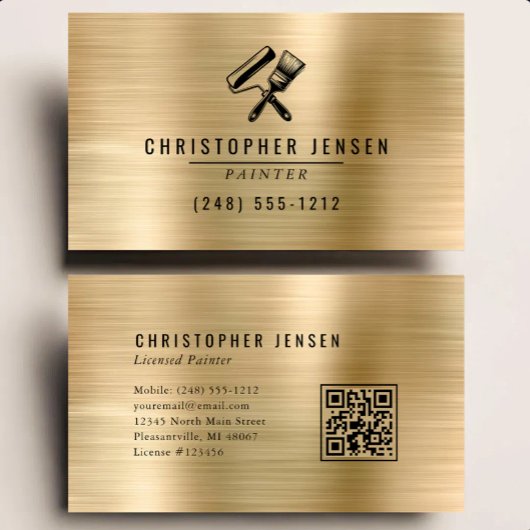 Painter QR Code Gold Black Metallic Painting 名刺