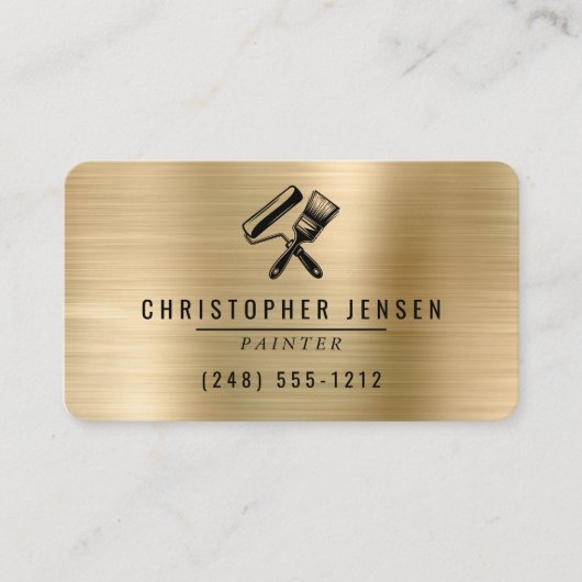 Painter QR Code Gold Black Metallic Rounded 名刺 (正面)