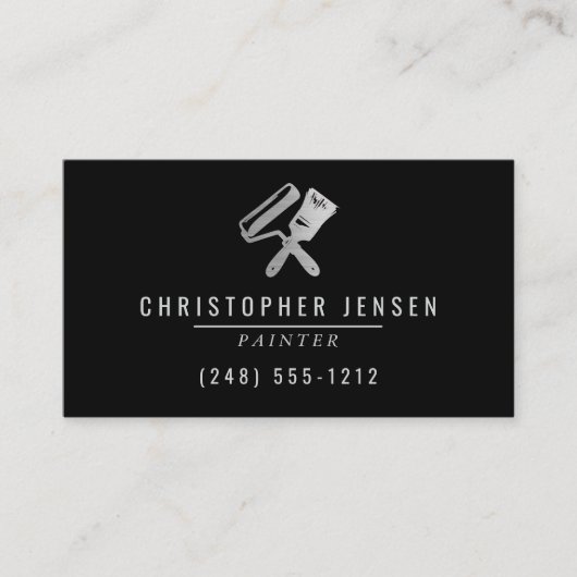 Painter QR Code Painting Business Black Silver 名刺 (正面)