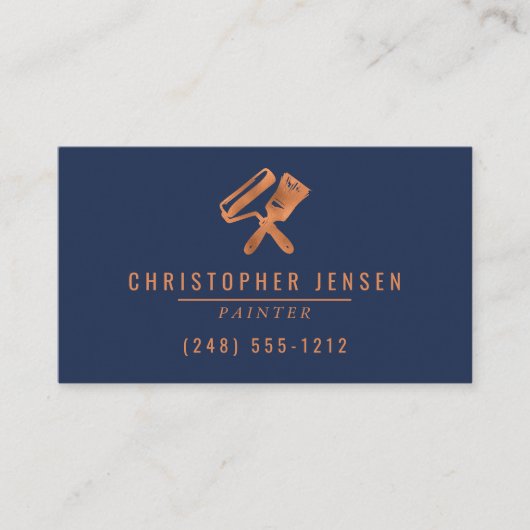 Painter QR Code Painting Business Navy Blue Copper 名刺 (正面)