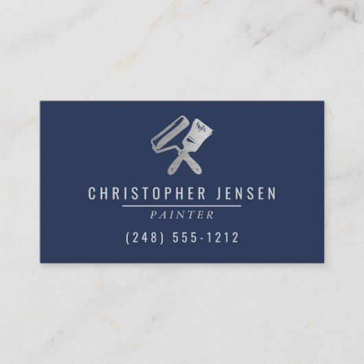 Painter QR Code Painting Business Navy Blue Silver 名刺 (正面)