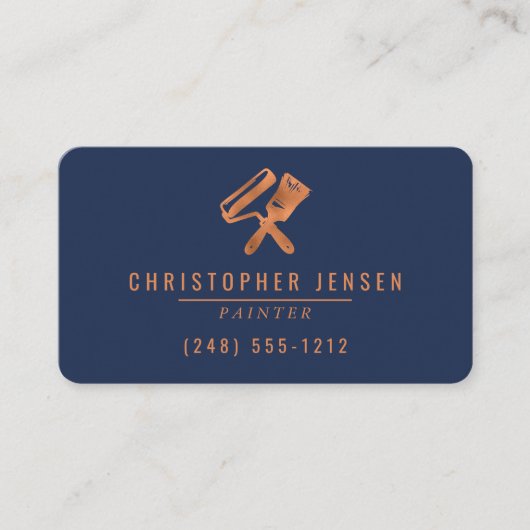 Painter QR Code Painting Navy Blue Copper Rounded 名刺 (正面)