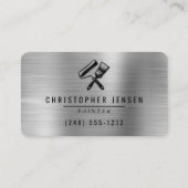 Painter QR Code Silver Black Metallic Rounded 名刺 (正面)