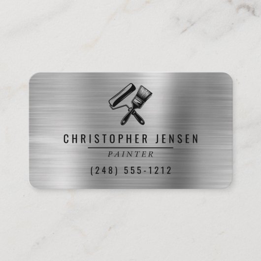 Painter QR Code Silver Black Metallic Rounded 名刺 (正面)