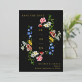 Painterlyフローラ結婚フレームの写真Save the Date 箔招待状 (立ち正面)