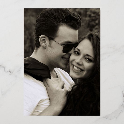 Painterlyフローラ結婚フレームの写真Save the Date 箔招待状 (裏面)