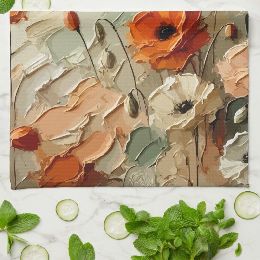 Painterly Bloomscape キッチンタオル (折り畳み)