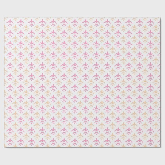 Painterly Fleur de Lis in Pink and Orange ラッピングペーパー (フラット)