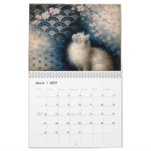 Painterly Hanafuda × Wagara Cat Design カレンダー (3月 2027)