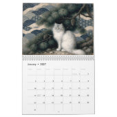 Painterly Hanafuda × Wagara Cat Design カレンダー (1月 2027)