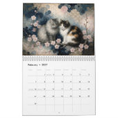 Painterly Hanafuda × Wagara Cat Design カレンダー (2月 2027)
