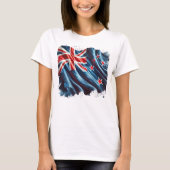 Painterly New Zealand Tattered Flag Tシャツ (正面)