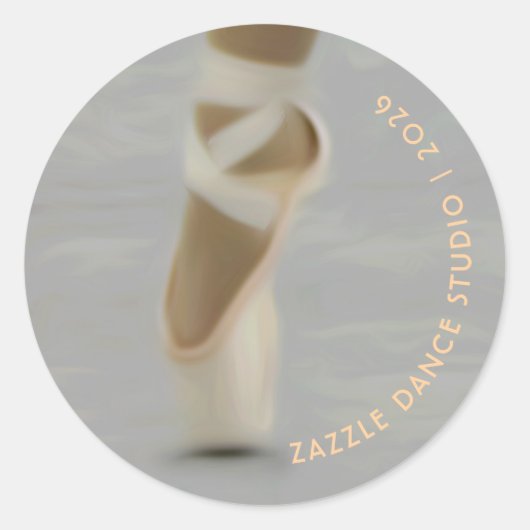 Painterly Pointe Shoe Dance Studio Stickers ラウンドシール (正面)