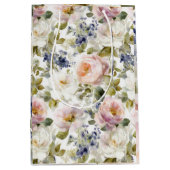 Painterly Roses and flowers ミディアムペーパーバッグ (正面)